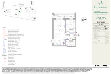 Rzut - Mieszkanie na sprzedaż 2 pokoje o powierzchni 37,78 m² - numer B3M6 w Rytm Natury