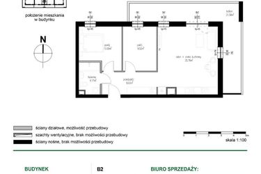 Rzut - Mieszkanie na sprzedaż 3 pokoje o powierzchni 58,16 m² - numer M25 w Wędrowna II