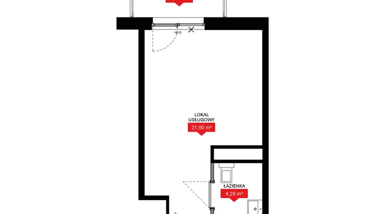 Rzut - Mieszkanie na sprzedaż 1 pokój o powierzchni 25,49 m² - numer A2 216LU w 29L - Apartamenty inwestycyjne