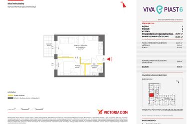 Rzut - Mieszkanie na sprzedaż 2 pokoje o powierzchni 35,98 m² - numer 144 w Viva Piast 6
