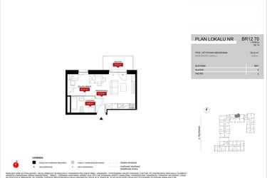 Rzut - Mieszkanie na sprzedaż 1 pokój o powierzchni 29,23 m² - numer BR12/70 w Browary Wrocławskie 2