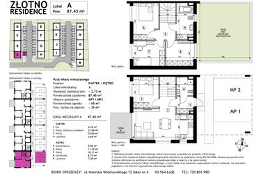 Rzut - Mieszkanie na sprzedaż 5 pokoi o powierzchni 87,45 m² - numer A w Złotno Residence