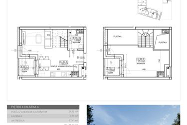 Rzut - Mieszkanie na sprzedaż 2 pokoje o powierzchni 45,23 m² - numer 128 w Wave
