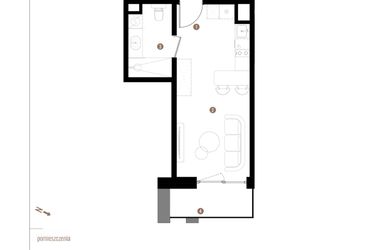 Rzut - Mieszkanie na sprzedaż 1 pokój o powierzchni 25,72 m² - numer A2.5.07 w Apartamenty Grundmanna