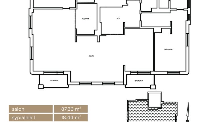 Rzut - Mieszkanie na sprzedaż 3 pokoje o powierzchni 180,1 m² - numer 5 w Radość Residence