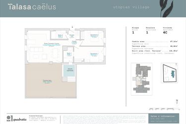 Rzut - Mieszkanie na sprzedaż 2 pokoje o powierzchni 67 m² - numer 1.4C w Talasa Caelus -  Denia