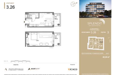 Rzut - Mieszkanie na sprzedaż 2 pokoje o powierzchni 42,24 m² - numer 3.26 w Splendit Świnoujście