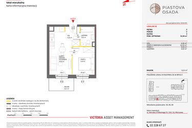 Rzut - Mieszkanie na sprzedaż 2 pokoje o powierzchni 31,94 m² - numer E.58 w Piastova Osada