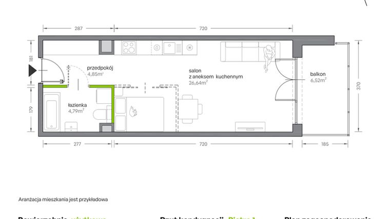 Rzut - Mieszkanie na sprzedaż 1 pokój o powierzchni 36,28 m² - numer A.067 w Żabiniec Vita