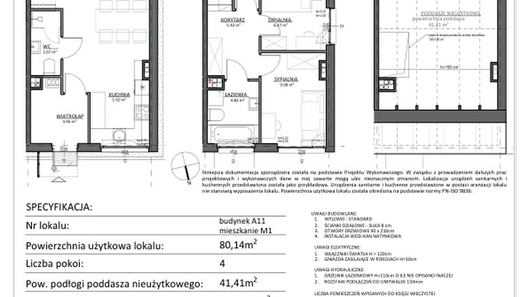 Rzut - Mieszkanie na sprzedaż 4 pokoje o powierzchni 121,55 m² - numer A11/1 w Libre Park