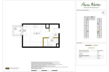 Rzut - Mieszkanie na sprzedaż 1 pokój o powierzchni 27,58 m² - numer 67 w Aura Nova etap II