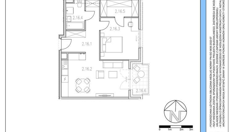 Rzut - Mieszkanie na sprzedaż 3 pokoje o powierzchni 53,24 m² - numer 16 w Osiedle Solne etap II