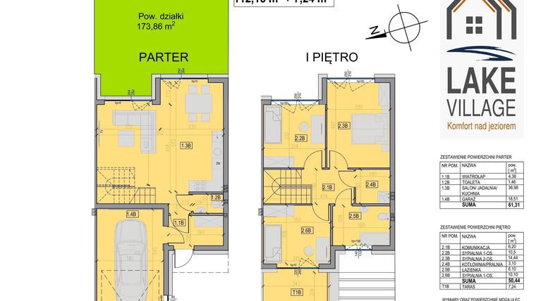 Rzut - Dom na sprzedaż 4 pokoje o powierzchni 112,15 m² - numer 20/1 w Lake Village etap V