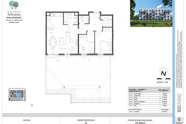 Rzut - Mieszkanie na sprzedaż 3 pokoje o powierzchni 70,65 m² - numer A.4 w Osiedle Telimeny etap III
