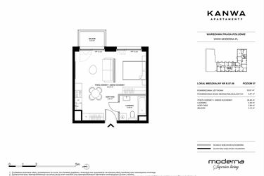 Rzut - Mieszkanie na sprzedaż 2 pokoje o powierzchni 33,61 m² - numer B.07.06 w KANWA