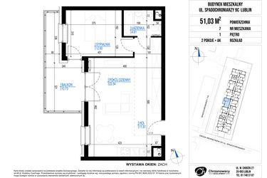 Rzut - Mieszkanie na sprzedaż 2 pokoje o powierzchni 51,03 m² - numer 7 w Vieniava edycja druga