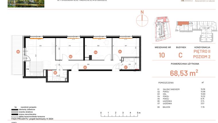 Rzut - Mieszkanie na sprzedaż 4 pokoje o powierzchni 68,53 m² - numer 16.10 w Osiedle Nowe Horyzonty etap II