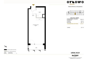 Rzut - Mieszkanie na sprzedaż 1 pokój o powierzchni 31,71 m² - numer K2.21 w Orłowo Square - Apartamenty inwestycyjne