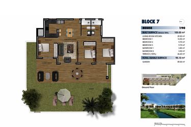 Rzut - Mieszkanie na sprzedaż 3 pokoje o powierzchni 105 m² - numer 0-190 w Apartamenty w Los Alcázares - 40379092