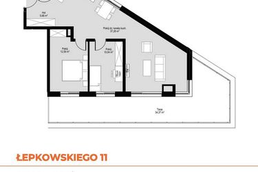 Rzut - Mieszkanie na sprzedaż 3 pokoje o powierzchni 70,79 m² - numer M39 w Łepkowskiego 11