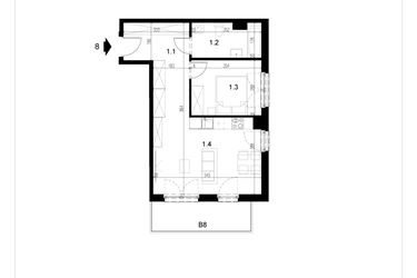Rzut - Mieszkanie na sprzedaż 2 pokoje o powierzchni 47,95 m² - numer LM8 w Kameralna Koszykarska