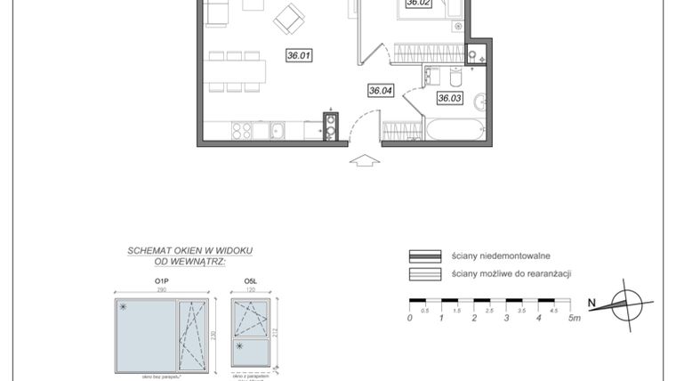 Rzut - Mieszkanie na sprzedaż 2 pokoje o powierzchni 49,21 m² - numer 6.A.36 w Urzeka bud. 6 i 7