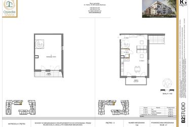 Rzut - Mieszkanie na sprzedaż 1 pokój o powierzchni 93,68 m² - numer 134 w Osiedle Sfera etap II