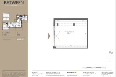 Rzut - Lokal użytkowy na sprzedaż 1 pokój o powierzchni 58,2 m² - numer U03 w BETWEEN
