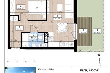 Rzut - Mieszkanie na sprzedaż 2 pokoje o powierzchni 39,44 m² - numer E/0/1 w Limone