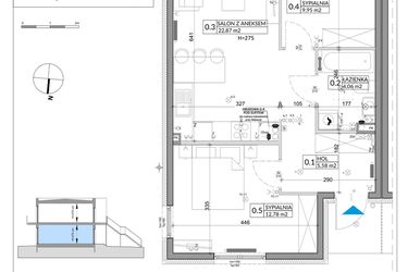 Rzut - Mieszkanie na sprzedaż 3 pokoje o powierzchni 57,39 m² - numer 47A w Osiedle Młodych etap VIII