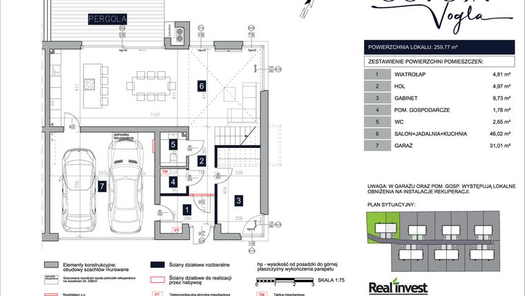 Rzut - Dom na sprzedaż 6 pokoi o powierzchni 261,2 m² - numer A2 w Ostoja Vogla
