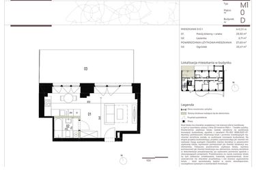 Rzut - Mieszkanie na sprzedaż 1 pokój o powierzchni 27,63 m² - numer D.0.1 w Nowa Stawowa