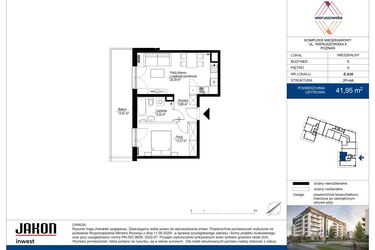 Rzut - Mieszkanie na sprzedaż 2 pokoje o powierzchni 41,95 m² - numer E.A30 w Wieruszowska E