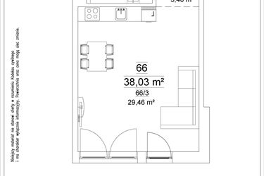 Rzut - Mieszkanie na sprzedaż 1 pokój o powierzchni 38,03 m² - numer 66 w Osiedle Teatralne 19