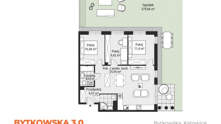 Rzut - Mieszkanie na sprzedaż 4 pokoje o powierzchni 73,61 m² - numer 8 w Bytkowska 3.0