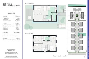 Rzut - Dom na sprzedaż 5 pokoi o powierzchni 103,51 m² - numer 21F w Park Domaszczyn 2 - etap 5
