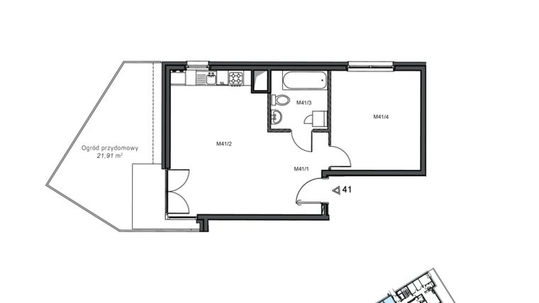 Rzut - Mieszkanie na sprzedaż 2 pokoje o powierzchni 46,51 m² - numer 41 w Wzgórze Krzemionki II
