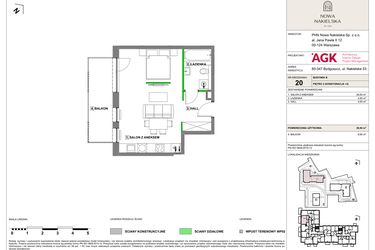 Rzut - Mieszkanie na sprzedaż 1 pokój o powierzchni 40,4 m² - numer NN-B-LM-20 w Nowa Nakielska by PHN