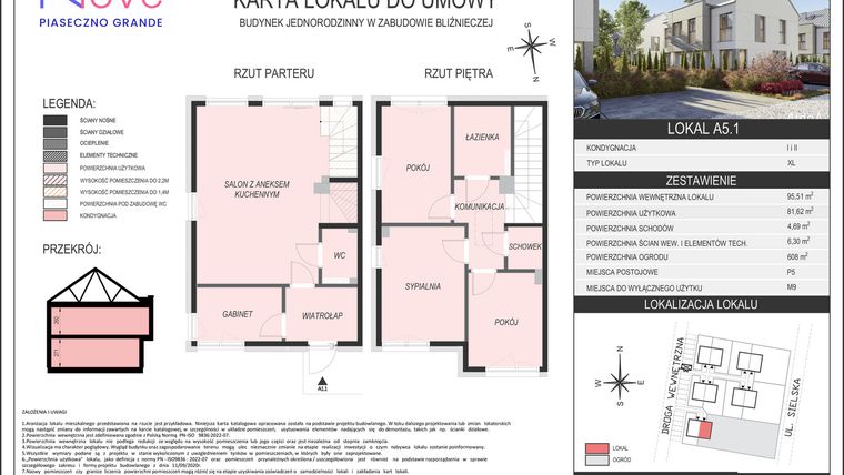 Rzut - Dom na sprzedaż 5 pokoi o powierzchni 81,62 m² - numer A5.1 w Nove Piaseczno Grande