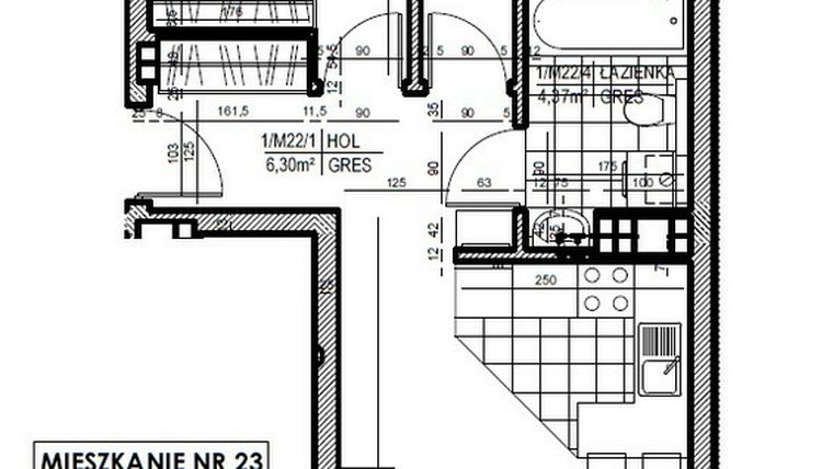 Rzut - Mieszkanie na sprzedaż 3 pokoje o powierzchni 52,15 m² - numer 23 w Staroniwskie Sady etap II