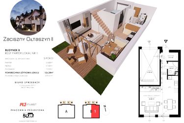Rzut - Dom na sprzedaż 5 pokoi o powierzchni 126,24 m² - numer B1 w Zaciszny Ołtaszyn II