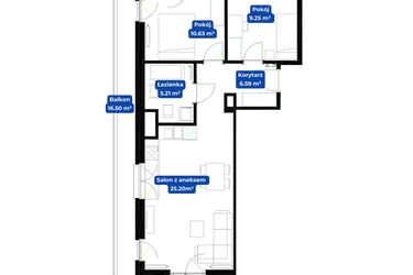 Rzut - Mieszkanie na sprzedaż 3 pokoje o powierzchni 56,88 m² - numer 18.4 w Nowa Siewna etap III