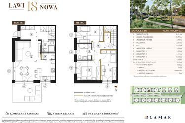 Rzut - Mieszkanie na sprzedaż 4 pokoje o powierzchni 89,39 m² - numer 12C w Lawinowa 18