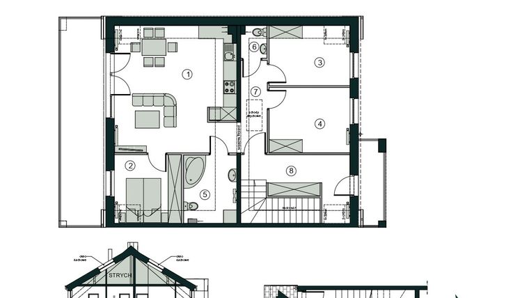 Rzut - Mieszkanie na sprzedaż 4 pokoje o powierzchni 91,74 m² - numer D2 w Aleja Wiśniowa Pogórze