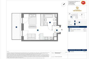 Rzut - Mieszkanie na sprzedaż 1 pokój o powierzchni 29,99 m² - numer F-59 w Apartamenty Park Matecznego Etap 2