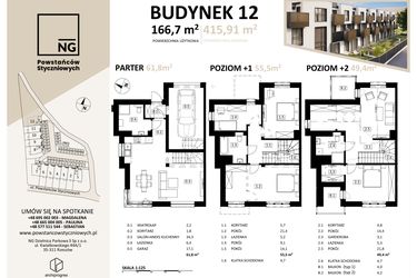 Rzut - Dom na sprzedaż 2 pokoje o powierzchni 166,6 m² - numer 12 w Powstańców Styczniowych