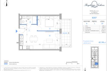 Rzut - Mieszkanie na sprzedaż 2 pokoje o powierzchni 41,58 m² - numer B207 w Rezydencja Niechorze II