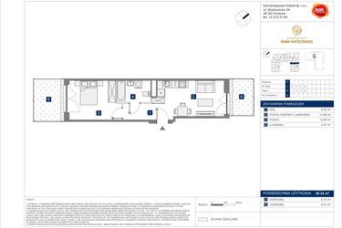 Rzut - Mieszkanie na sprzedaż 2 pokoje o powierzchni 38,32 m² - numer F-4 w Apartamenty Park Matecznego Etap 2