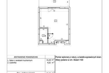 Rzut - Mieszkanie na sprzedaż 1 pokój o powierzchni 35,05 m² - numer 105 w Aquamarina Dąbki