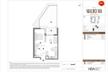 Rzut - Mieszkanie na sprzedaż 2 pokoje o powierzchni 35,62 m² - numer C.93 w Osiedle Wilno VII etap 3